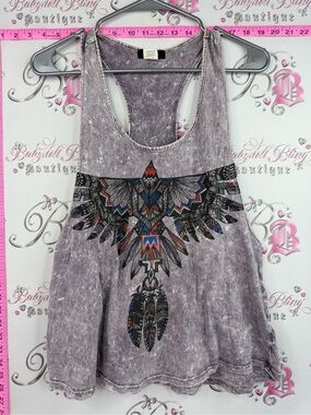 Deb tank Lavender Vintage-Wash Tribal Eagle Racerback Tank